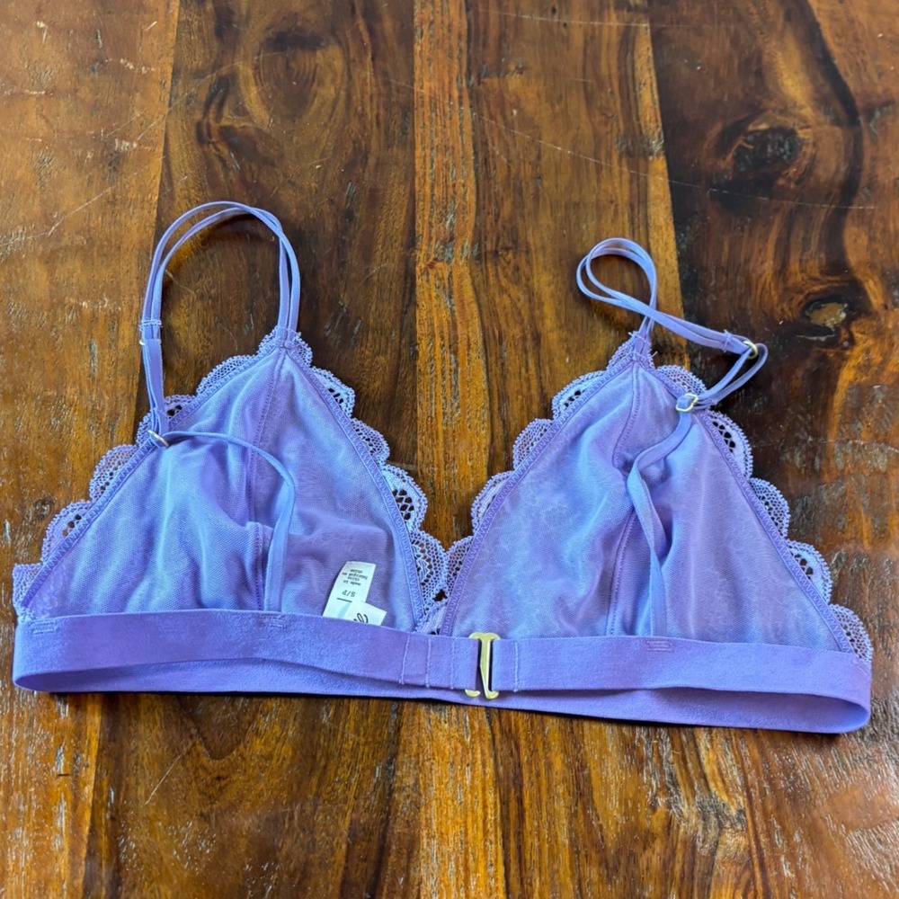 Madewell Purple Floral Lace Triangle Bralette Adjustable Straps Small SP
